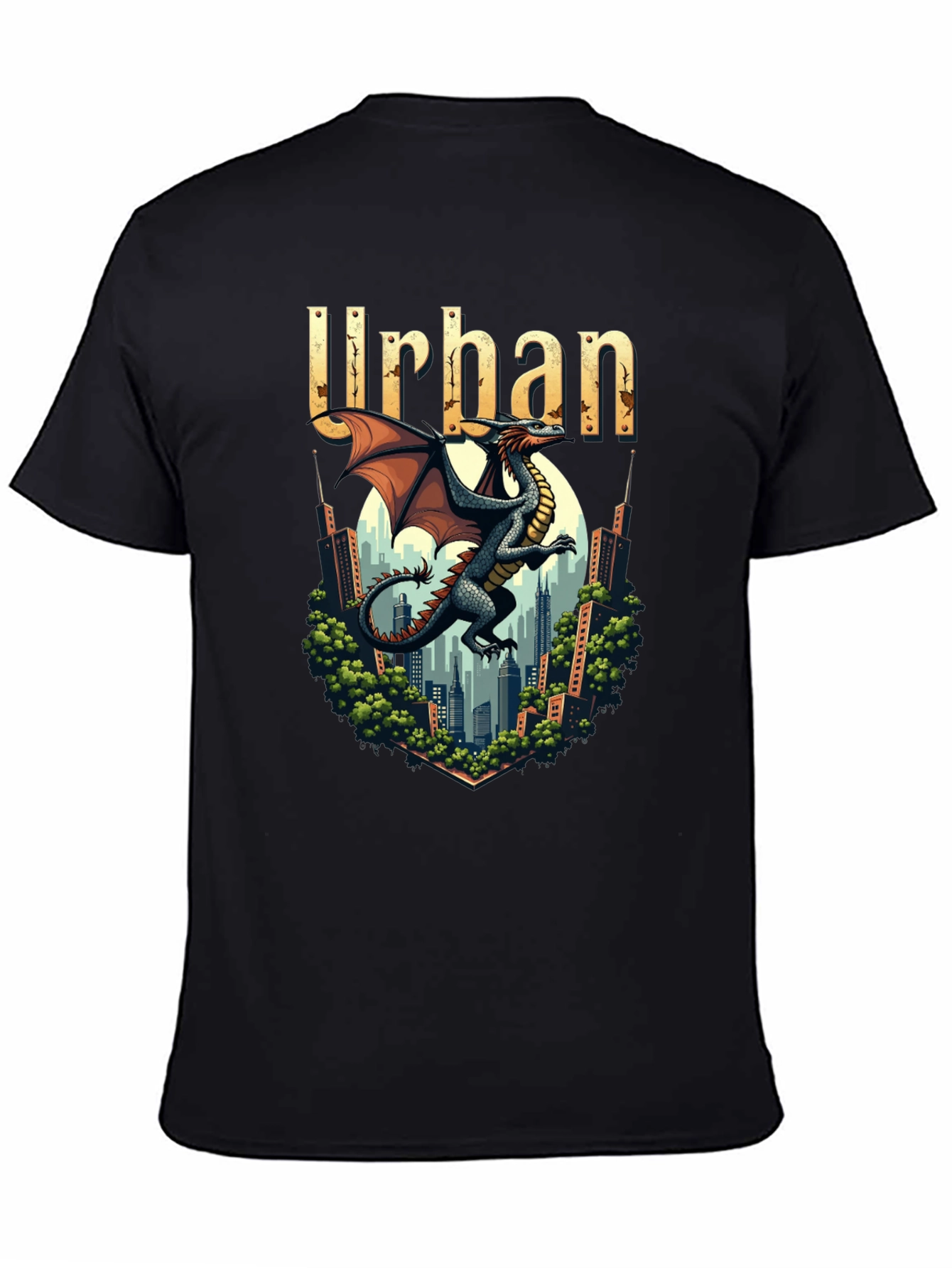 Urban Dragon Graphic Tee - Cityscape Design