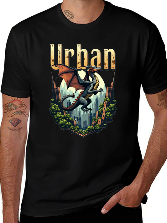 Urban Dragon Graphic Tee - Cityscape Design