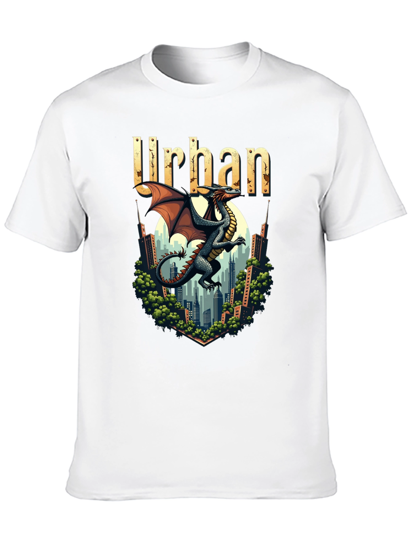 Urban Dragon Graphic Tee - Cityscape Design