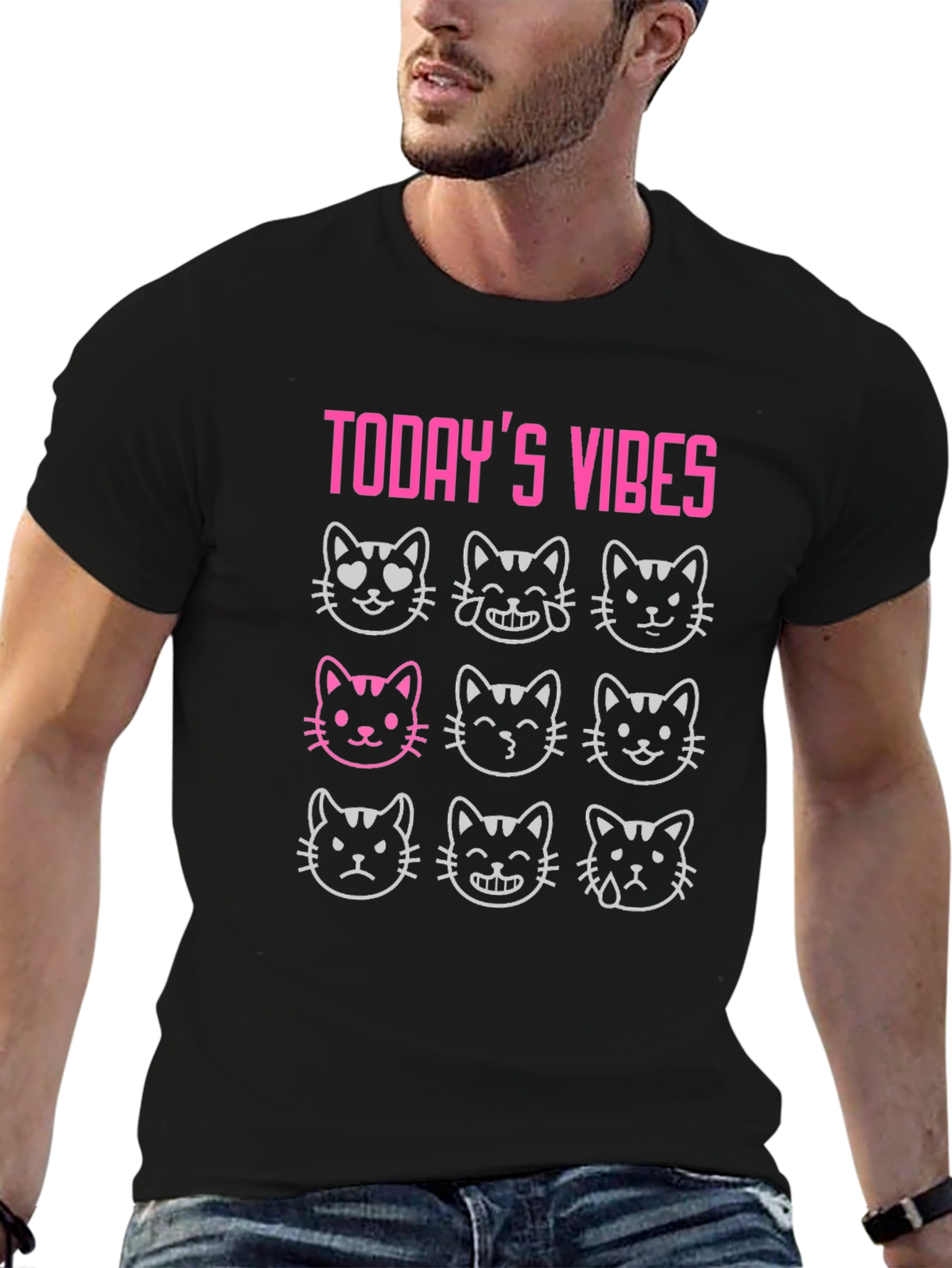 Todays Vibes T-Shirt: Cat Emoji Moods