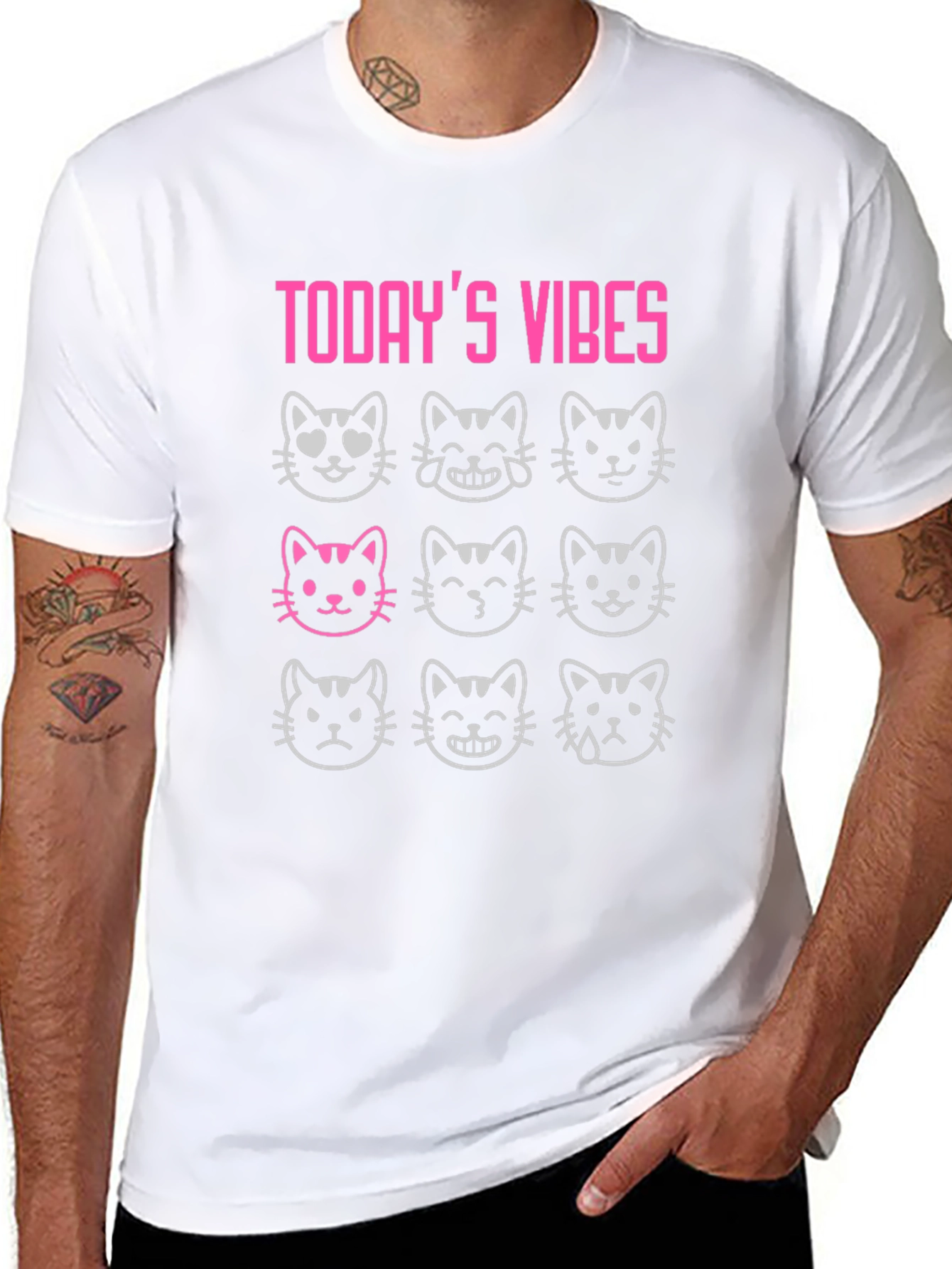 Todays Vibes T-Shirt: Cat Emoji Moods