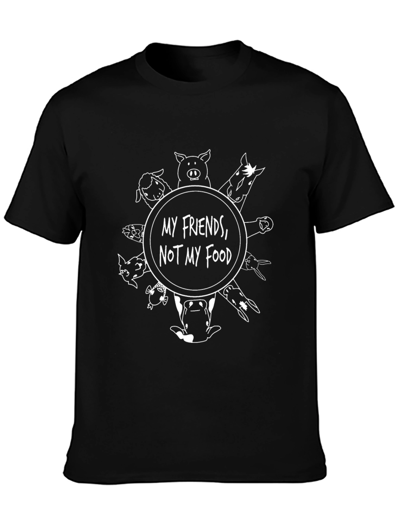Vegan T-Shirt: My Friends Not My Food Black Tee