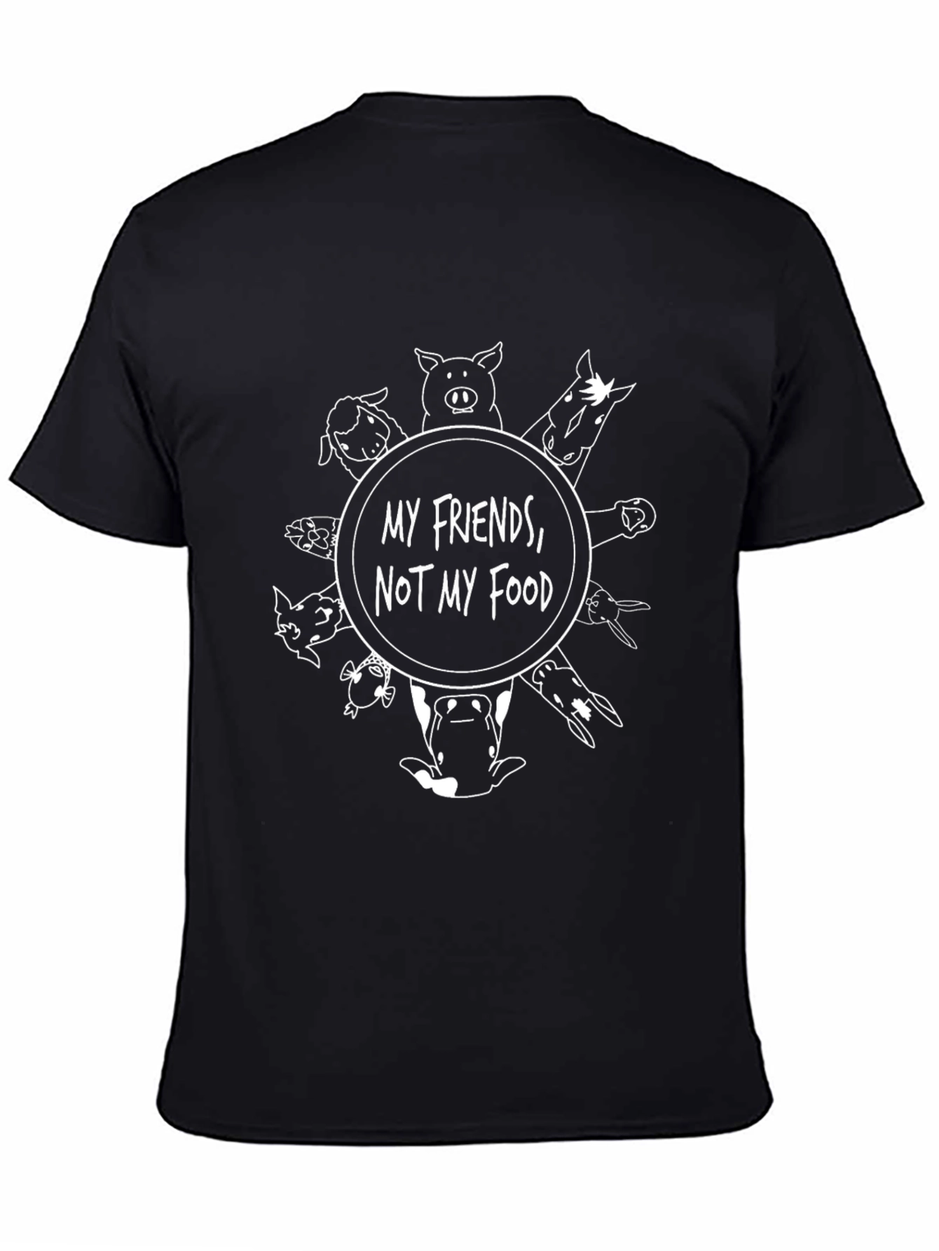 Vegan T-Shirt: My Friends Not My Food Black Tee