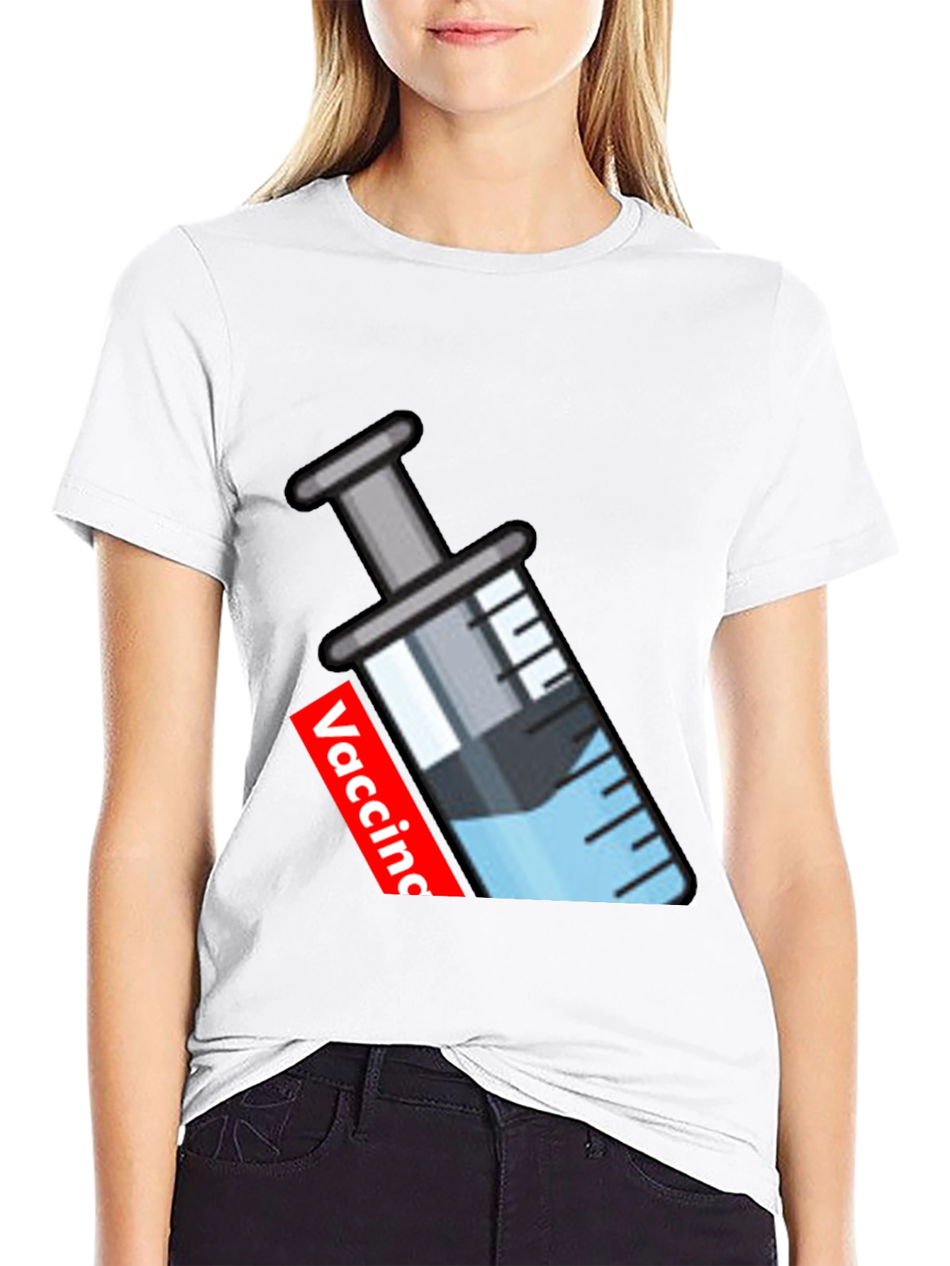 Vaccine Syringe Graphic T-Shirt - Black