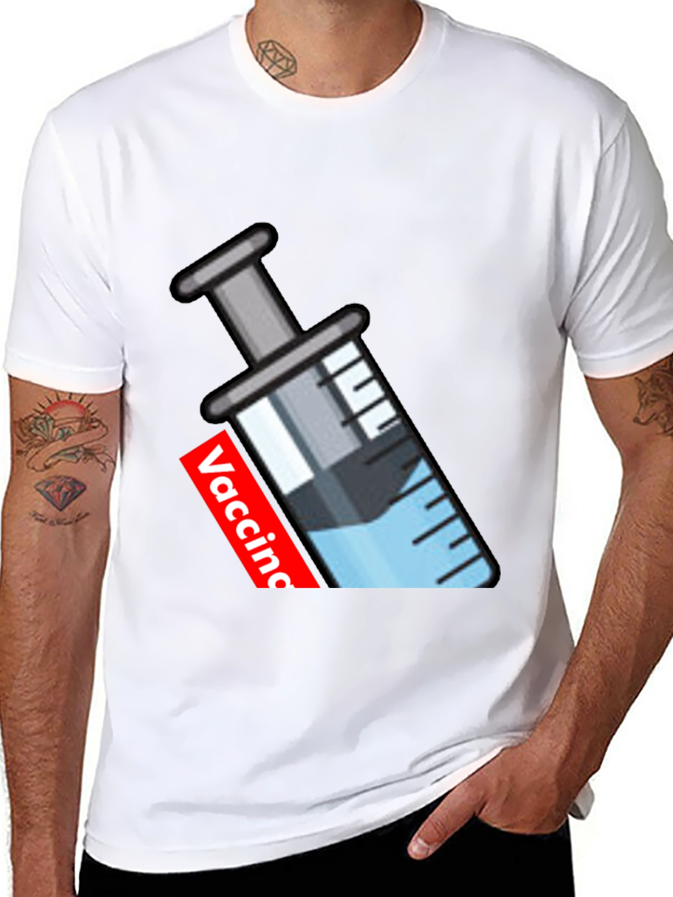 Vaccine Syringe Graphic T-Shirt - Black