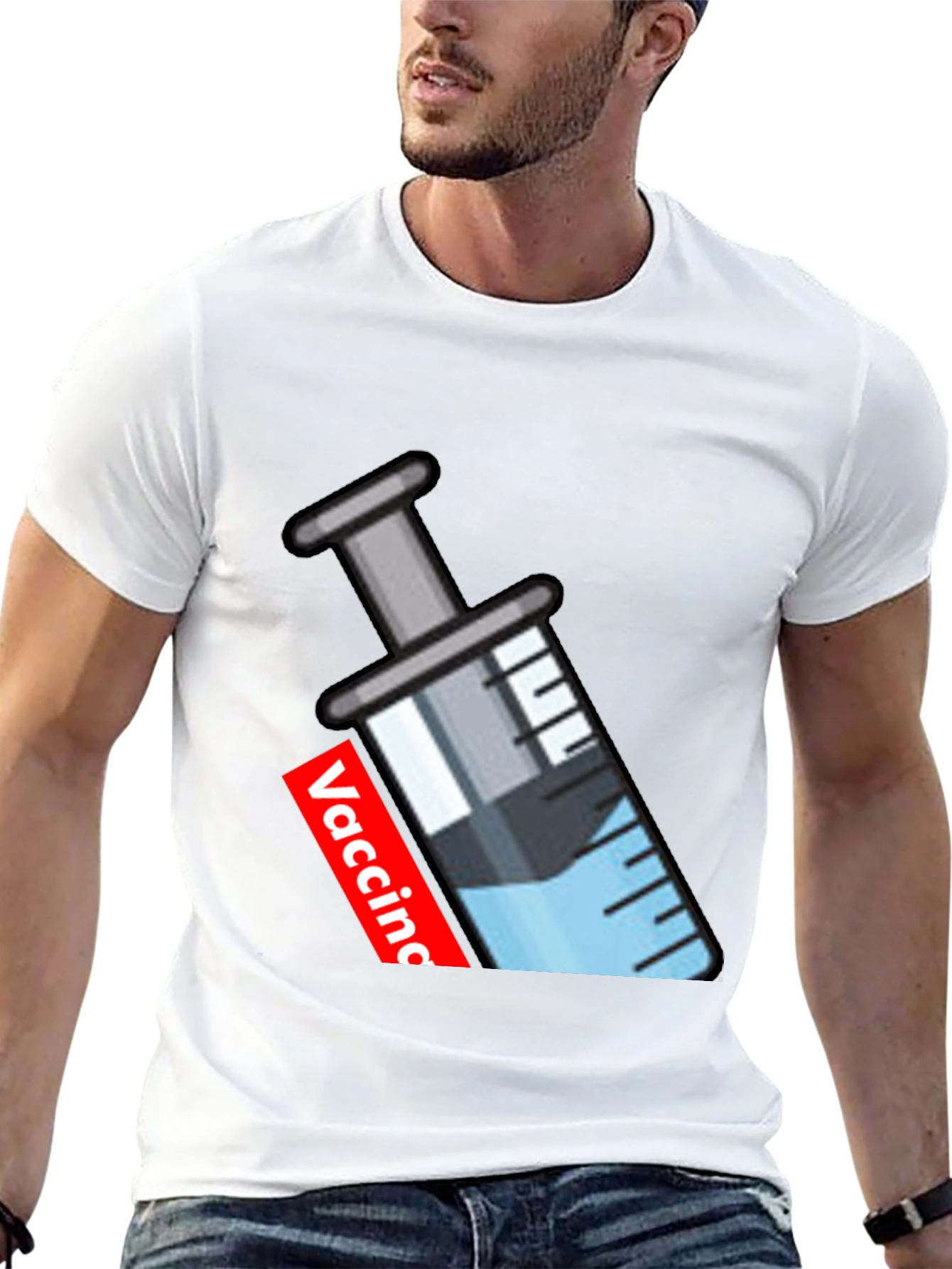 Vaccine Syringe Graphic T-Shirt - Black