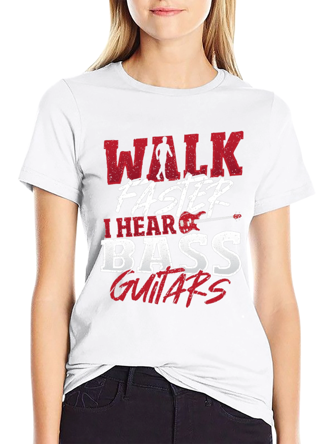 Walk Faster I Hear Bass Guitars Black T-Shirt