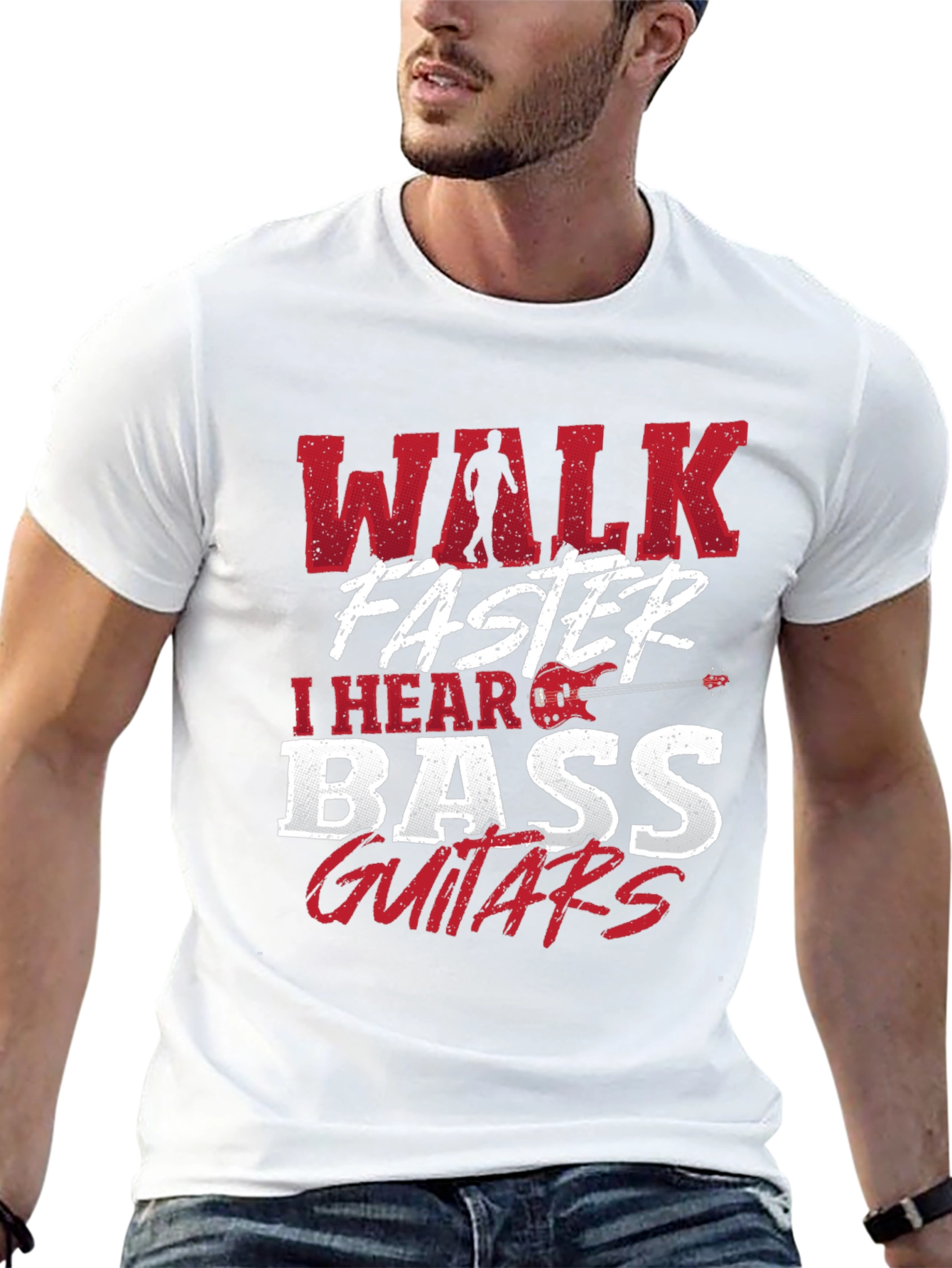 Walk Faster I Hear Bass Guitars Black T-Shirt