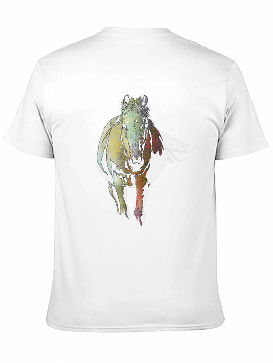 Watercolor Horse Graphic Tee - Black Cotton T-Shirt