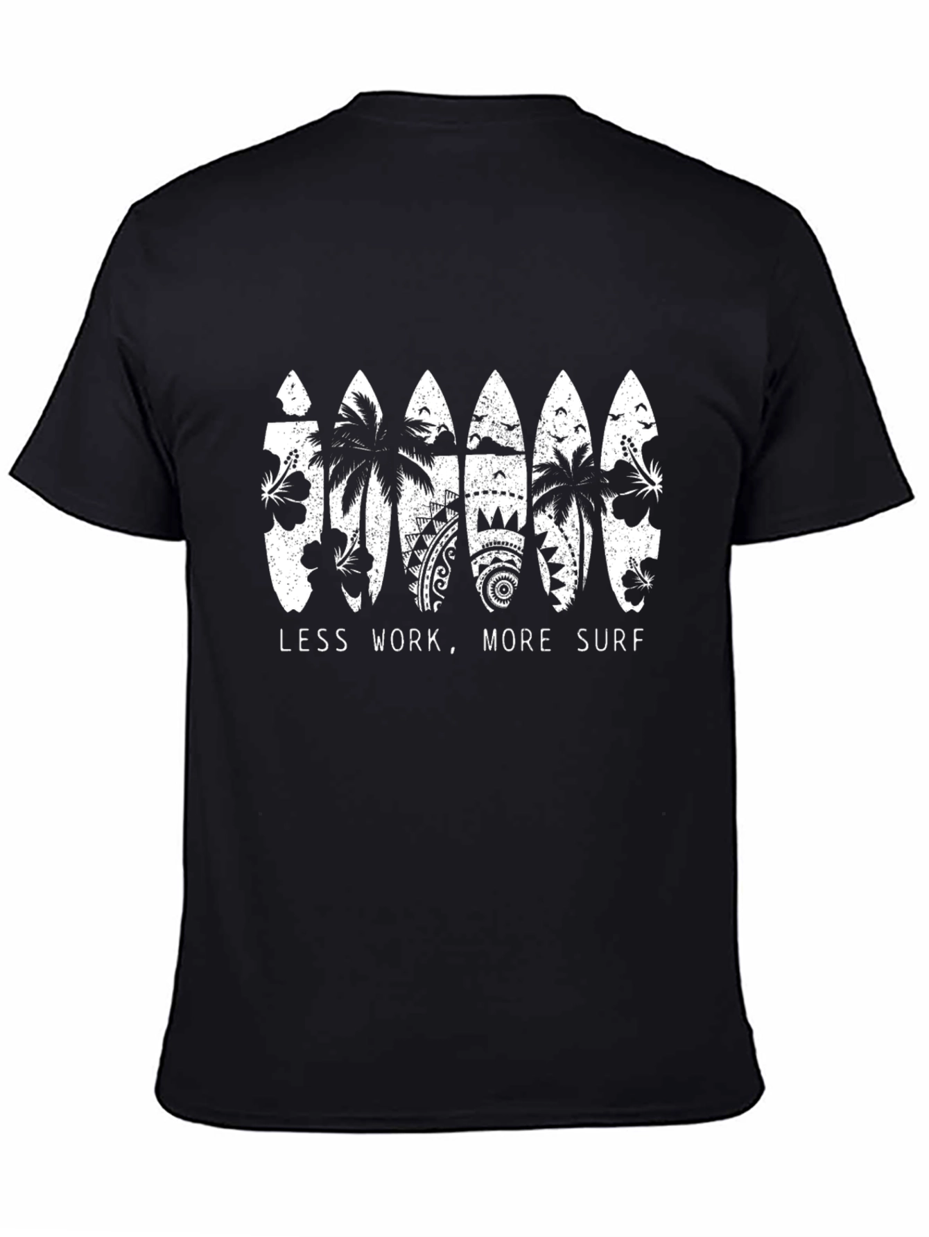 Surfboard Graphic Mens Black T-Shirt