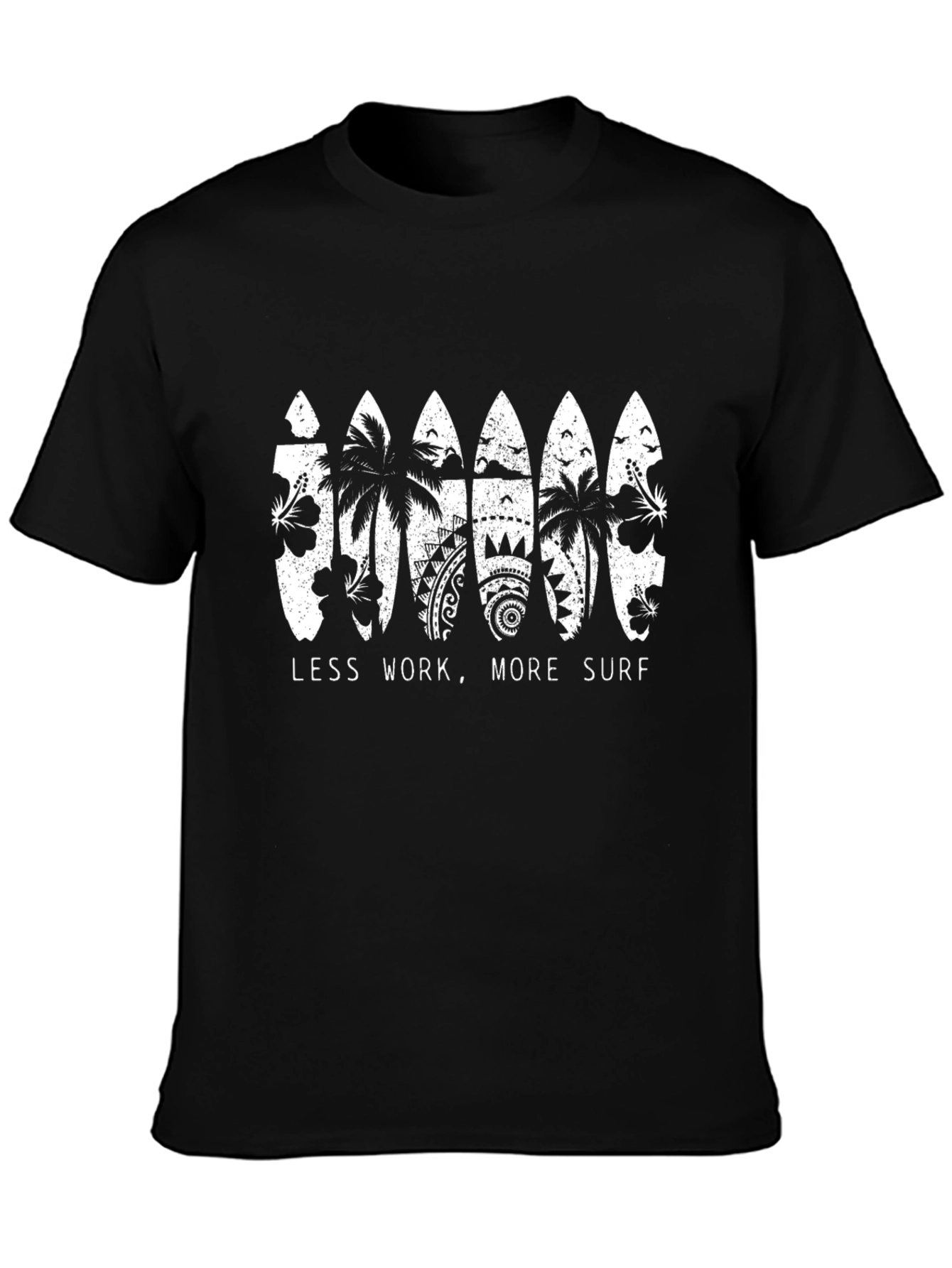 Surfboard Graphic Mens Black T-Shirt