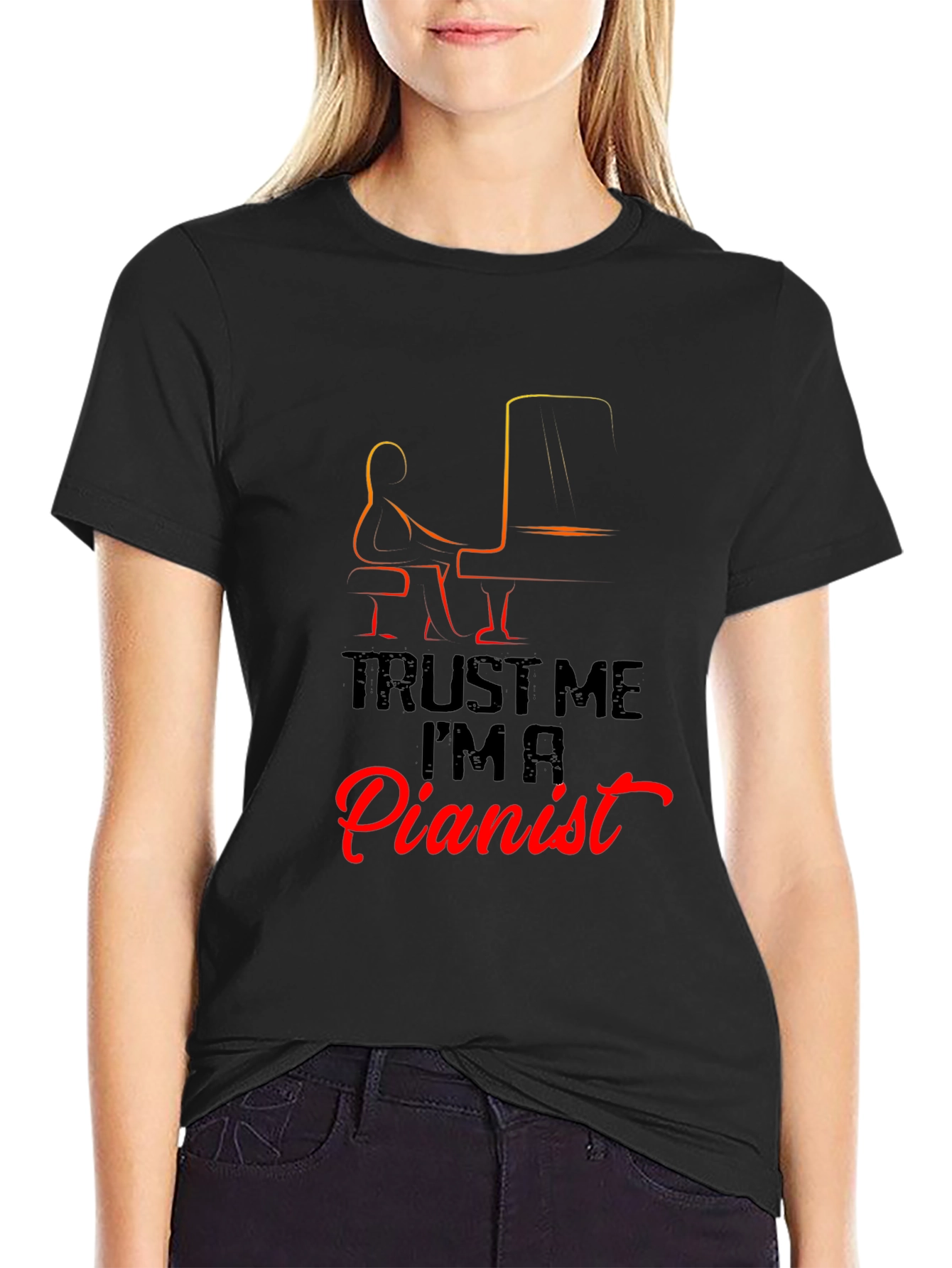 Trust Me Im a Pianist Black T-Shirt
