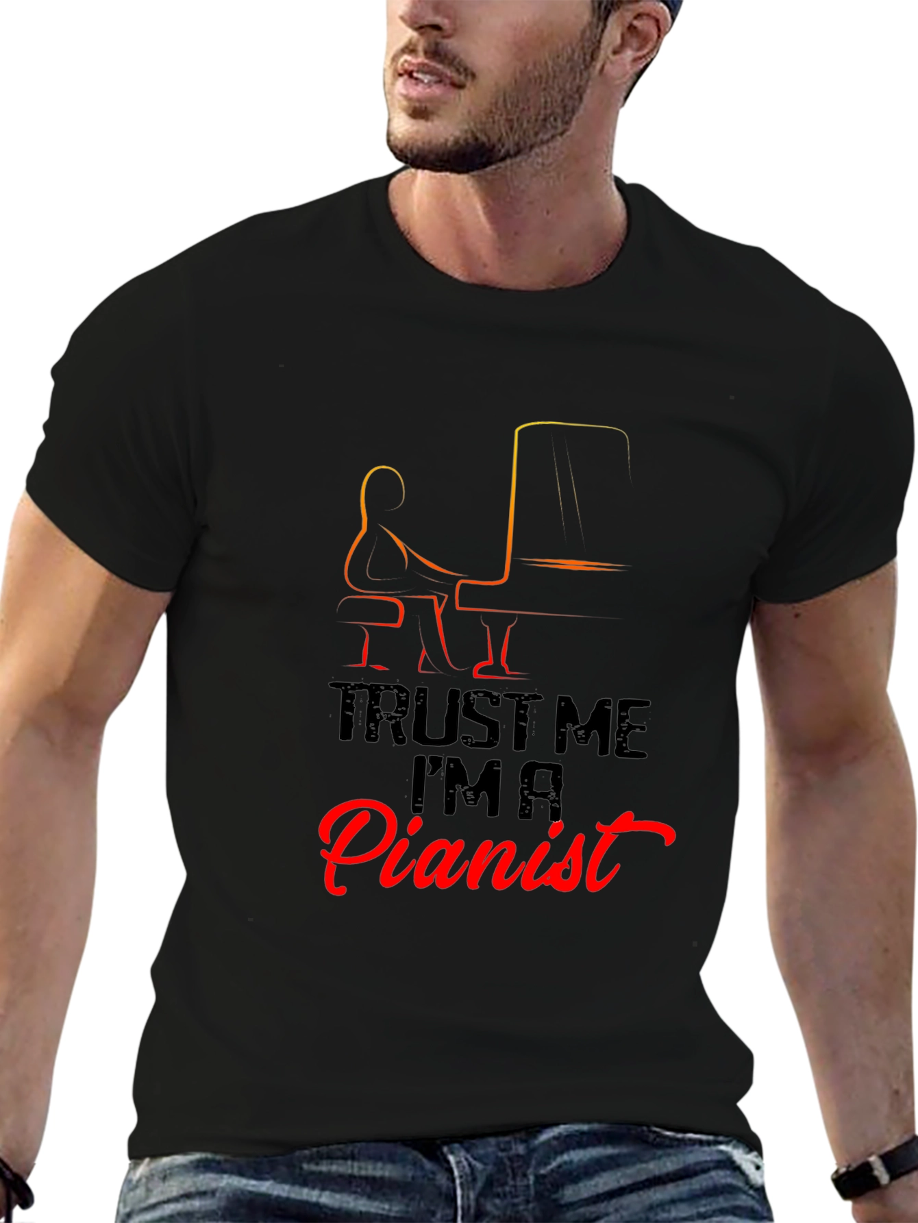 Trust Me Im a Pianist Black T-Shirt