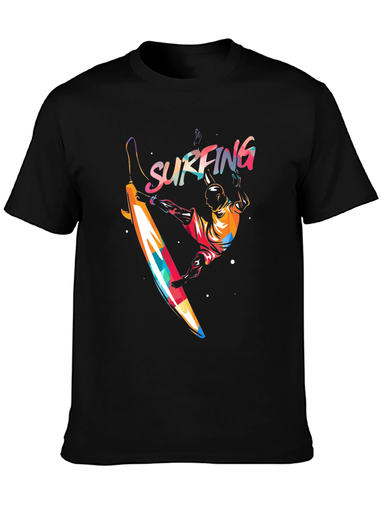 Surfing Graphic Print T-Shirt - Mens Black Tee