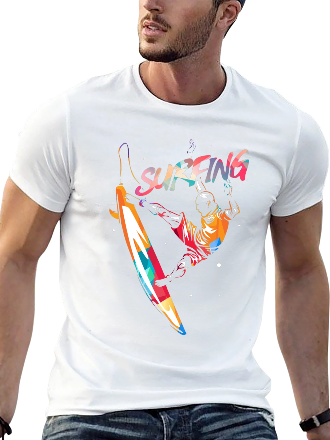 Surfing Graphic Print T-Shirt - Mens Black Tee