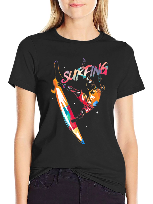 Surfing Graphic Print T-Shirt - Mens Black Tee