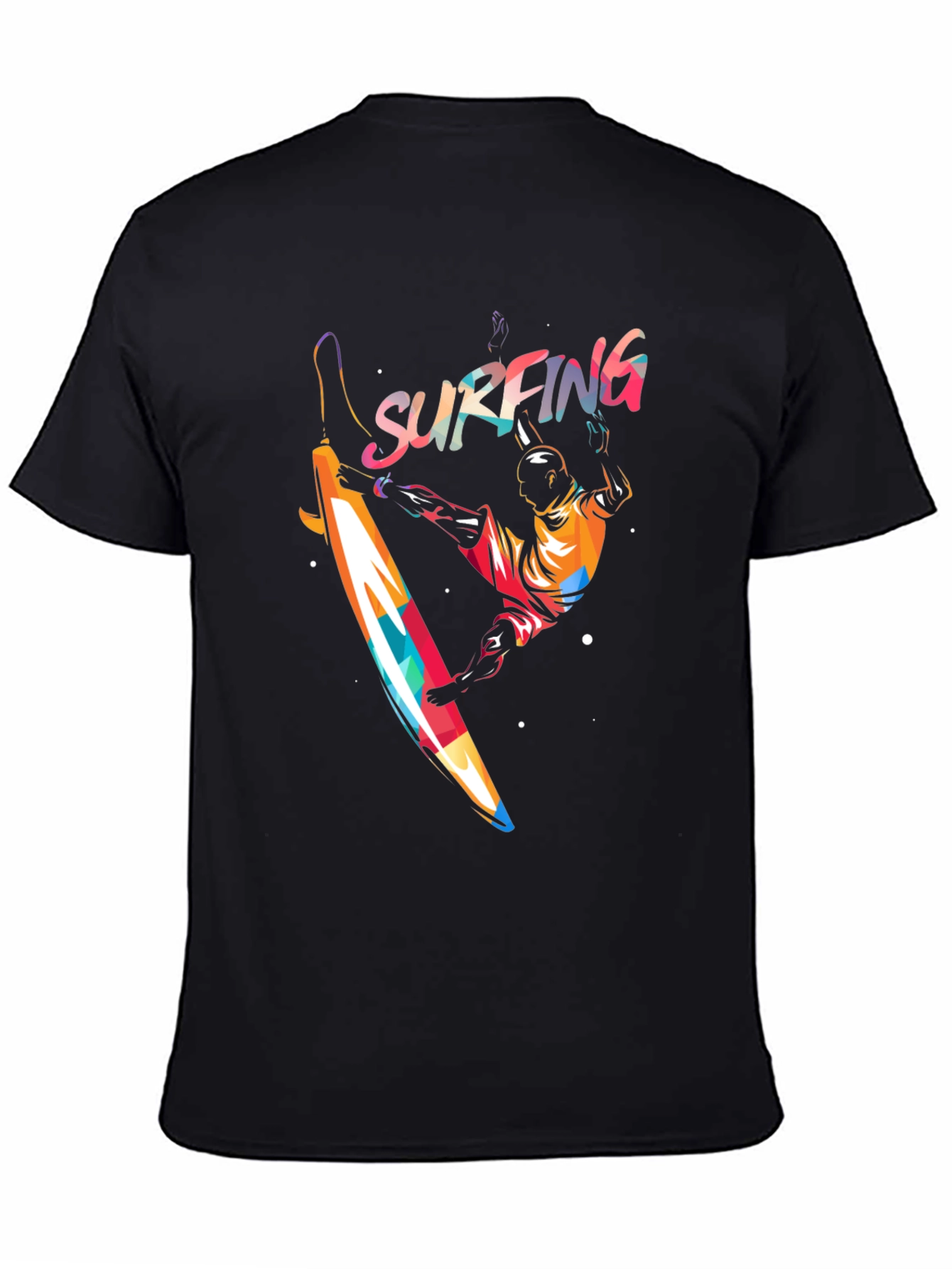 Surfing Graphic Print T-Shirt - Mens Black Tee