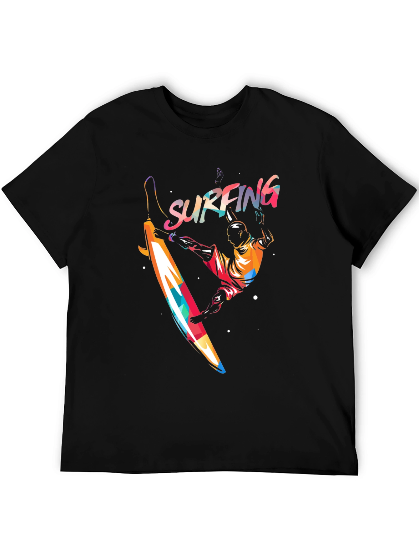 Surfing Graphic Print T-Shirt - Mens Black Tee