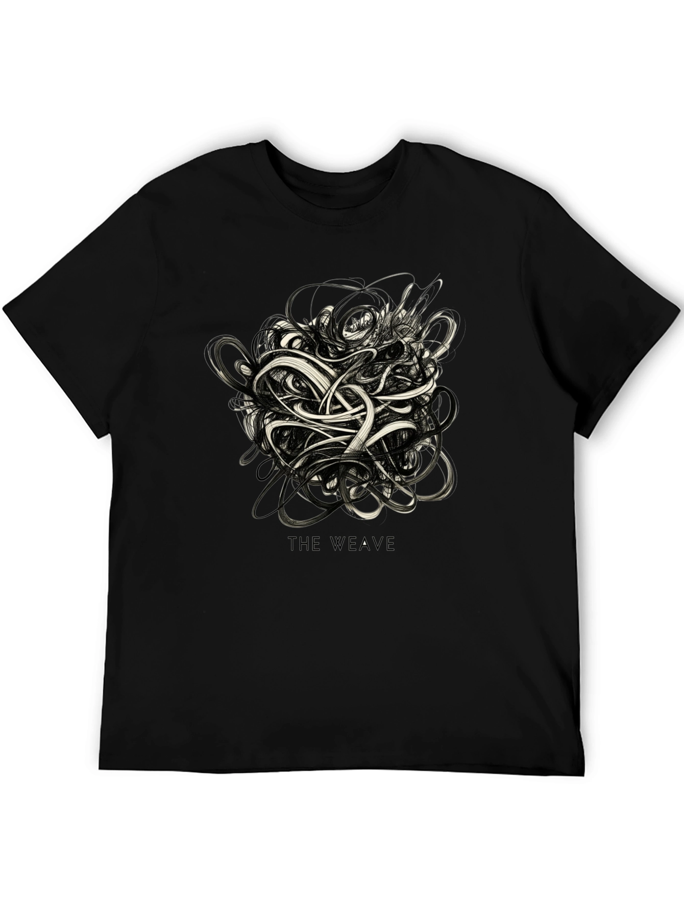 The Weave Graphic Black T-Shirt - Modern Artistic Tee