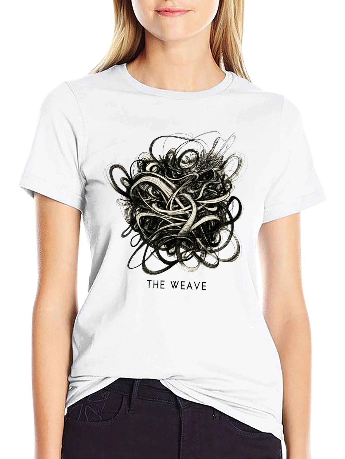 The Weave Graphic Black T-Shirt - Modern Artistic Tee