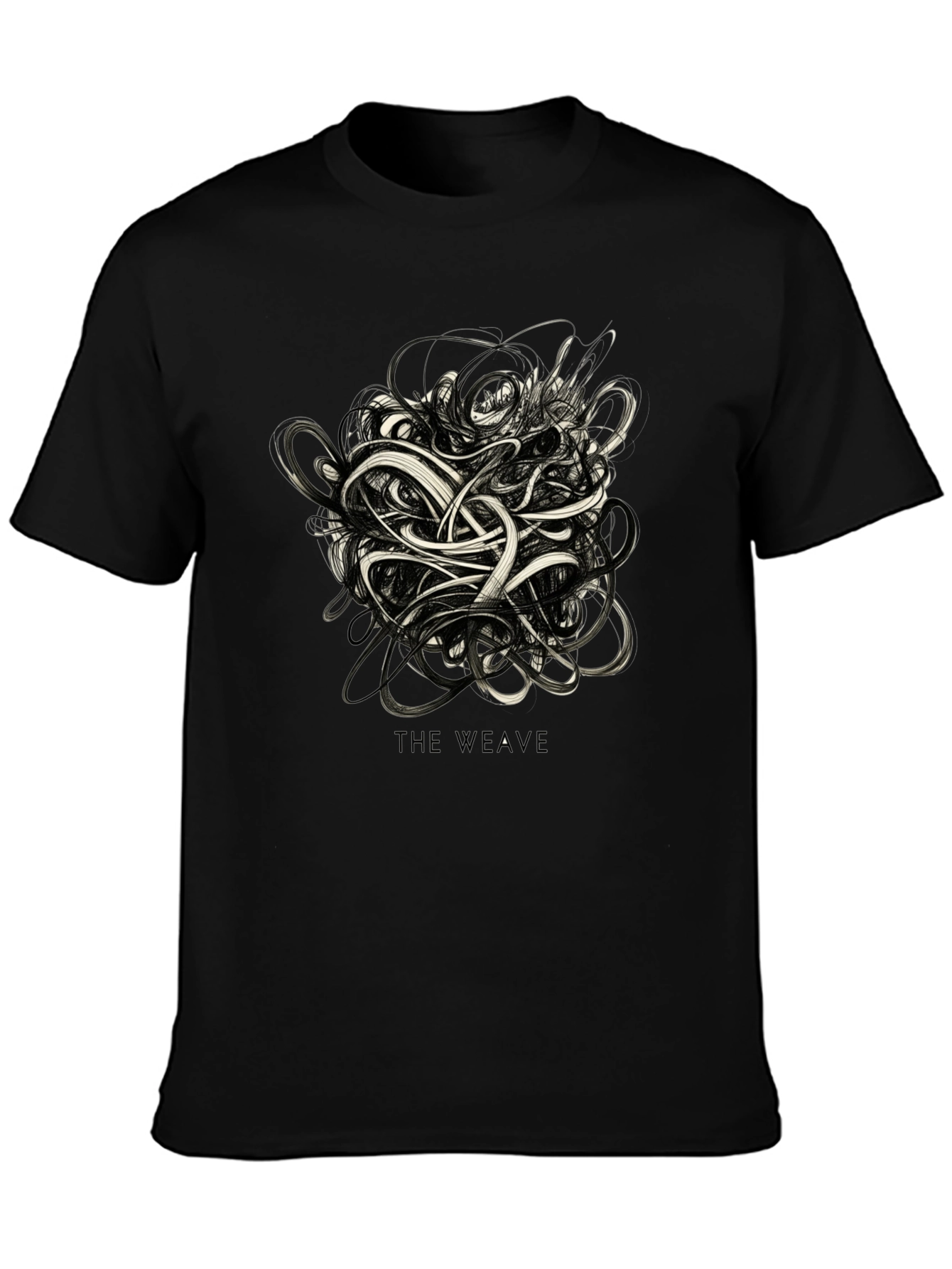 The Weave Graphic Black T-Shirt - Modern Artistic Tee