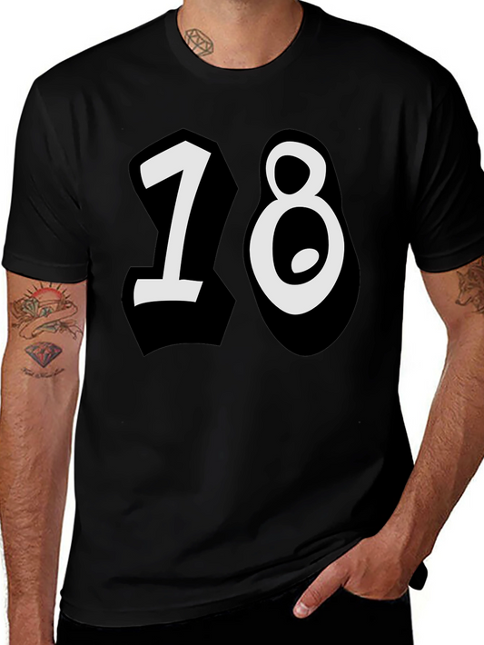 18 Birthday Graphic Tee - Mens Black T-Shirt