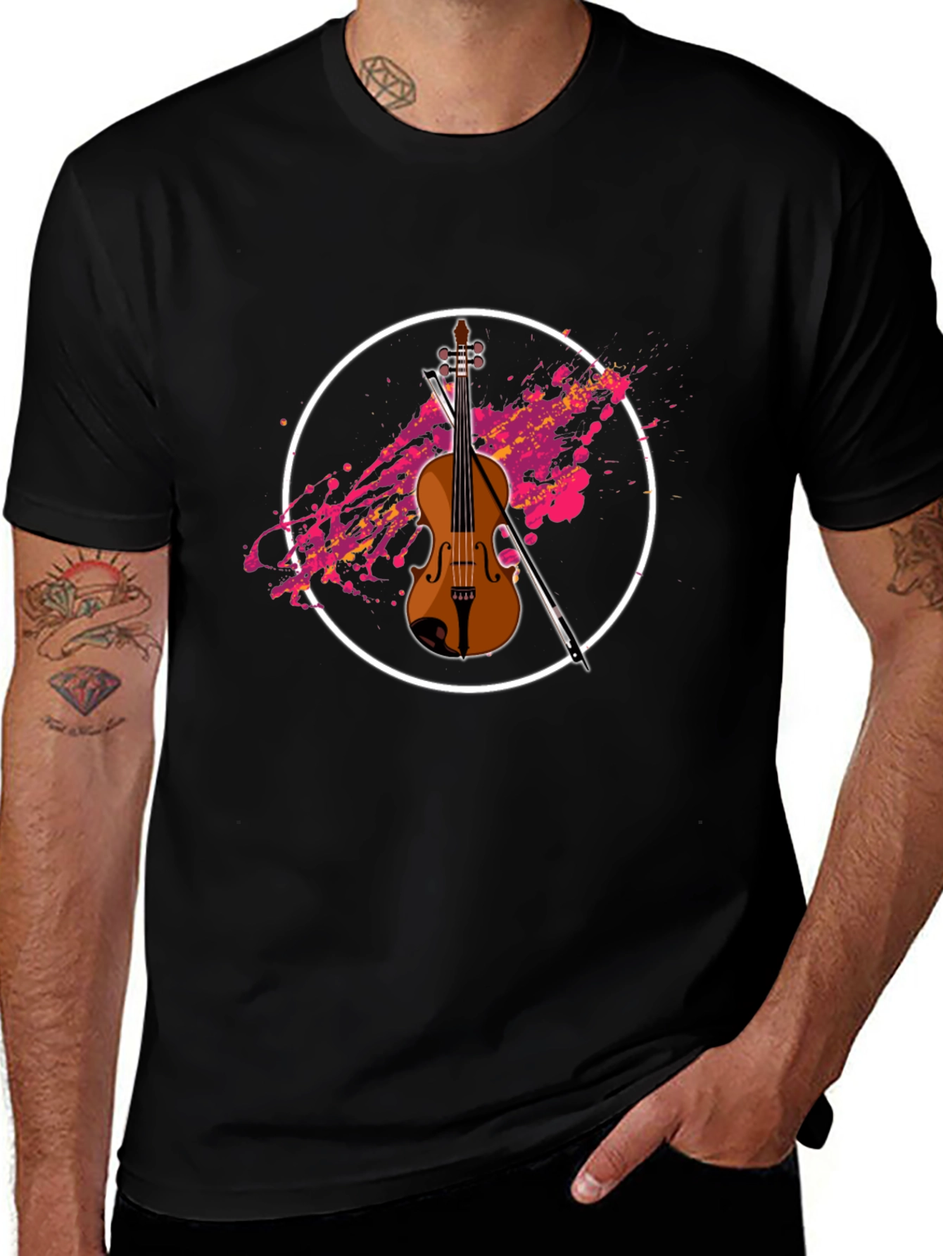 Violin Graphic Black T-Shirt