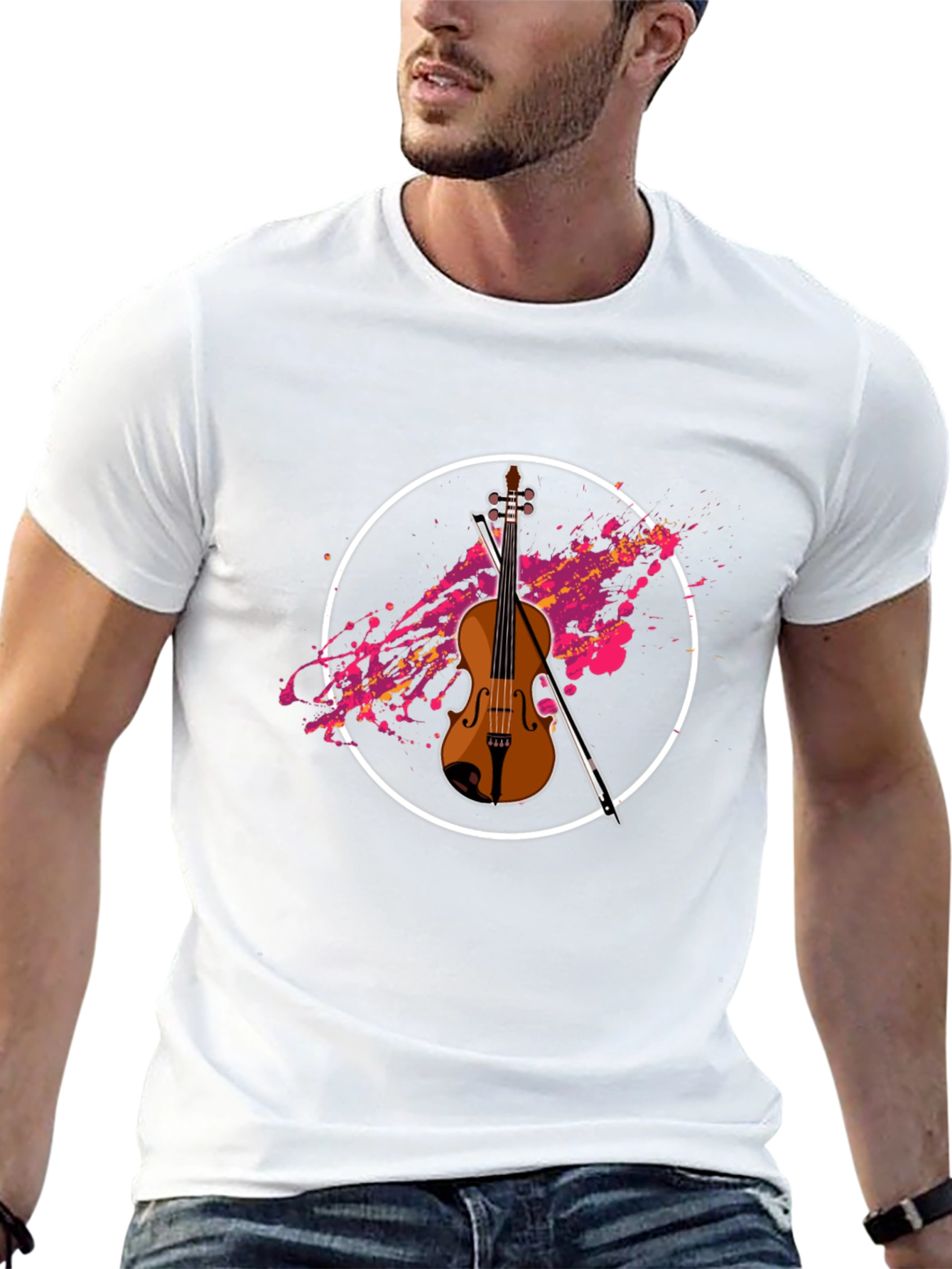 Violin Graphic Black T-Shirt