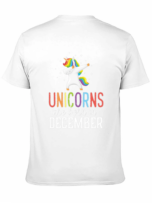 Unicorns Born In December Black T-Shirt