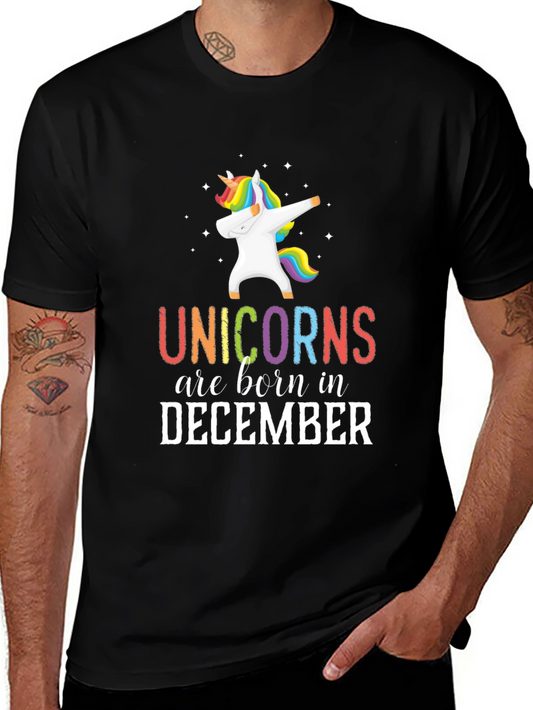 Unicorns Born In December Black T-Shirt