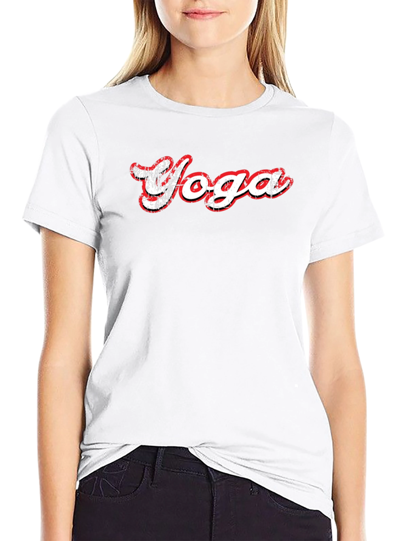 Yoga Distressed Graphic Black Tee