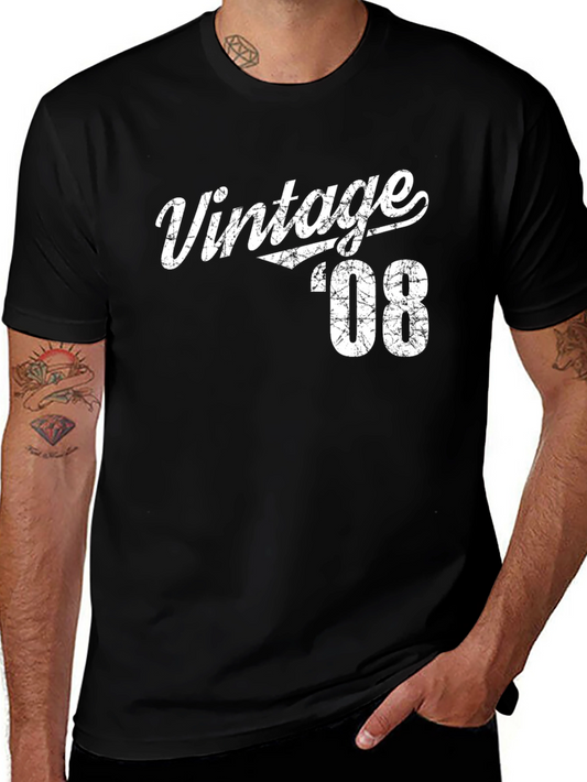 Vintage 08 Graphic Tee - Distressed Print Black