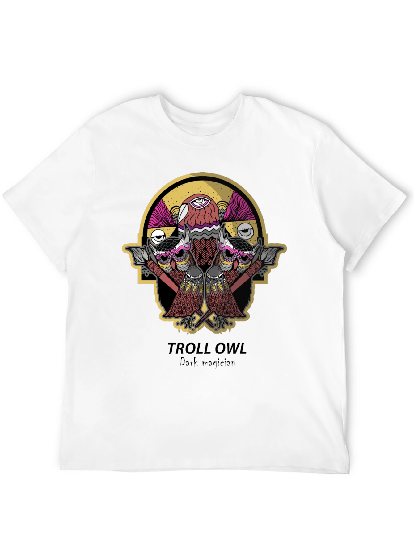 Troll Owl Dark Magician Graphic T-Shirt - Black
