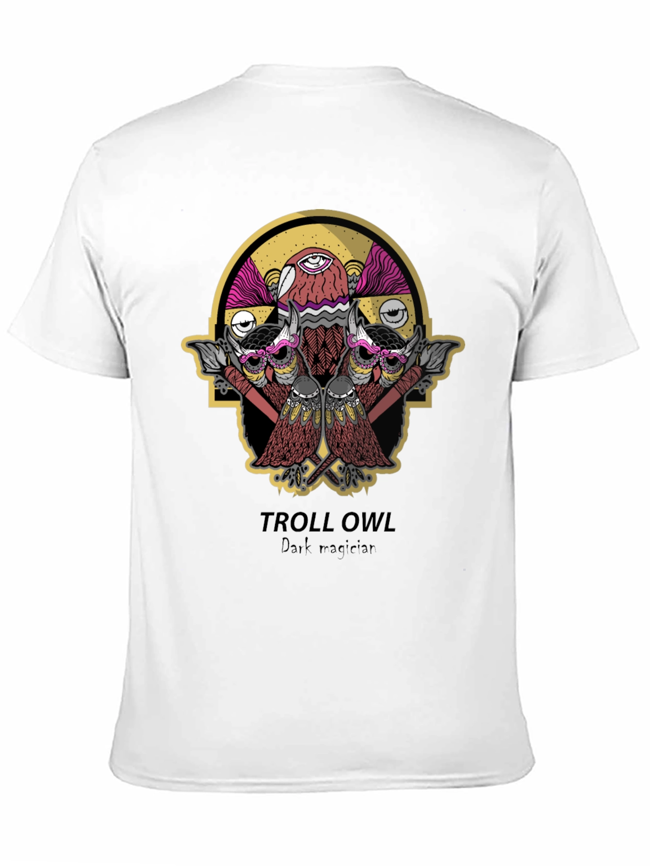 Troll Owl Dark Magician Graphic T-Shirt - Black