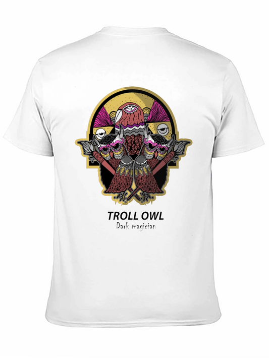 Troll Owl Dark Magician Graphic T-Shirt - Black