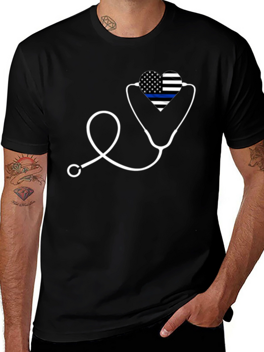 Thin Blue Line Heartbeat Stethoscope T-Shirt