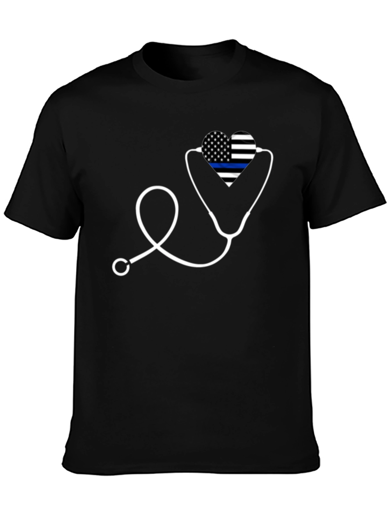 Thin Blue Line Heartbeat Stethoscope T-Shirt