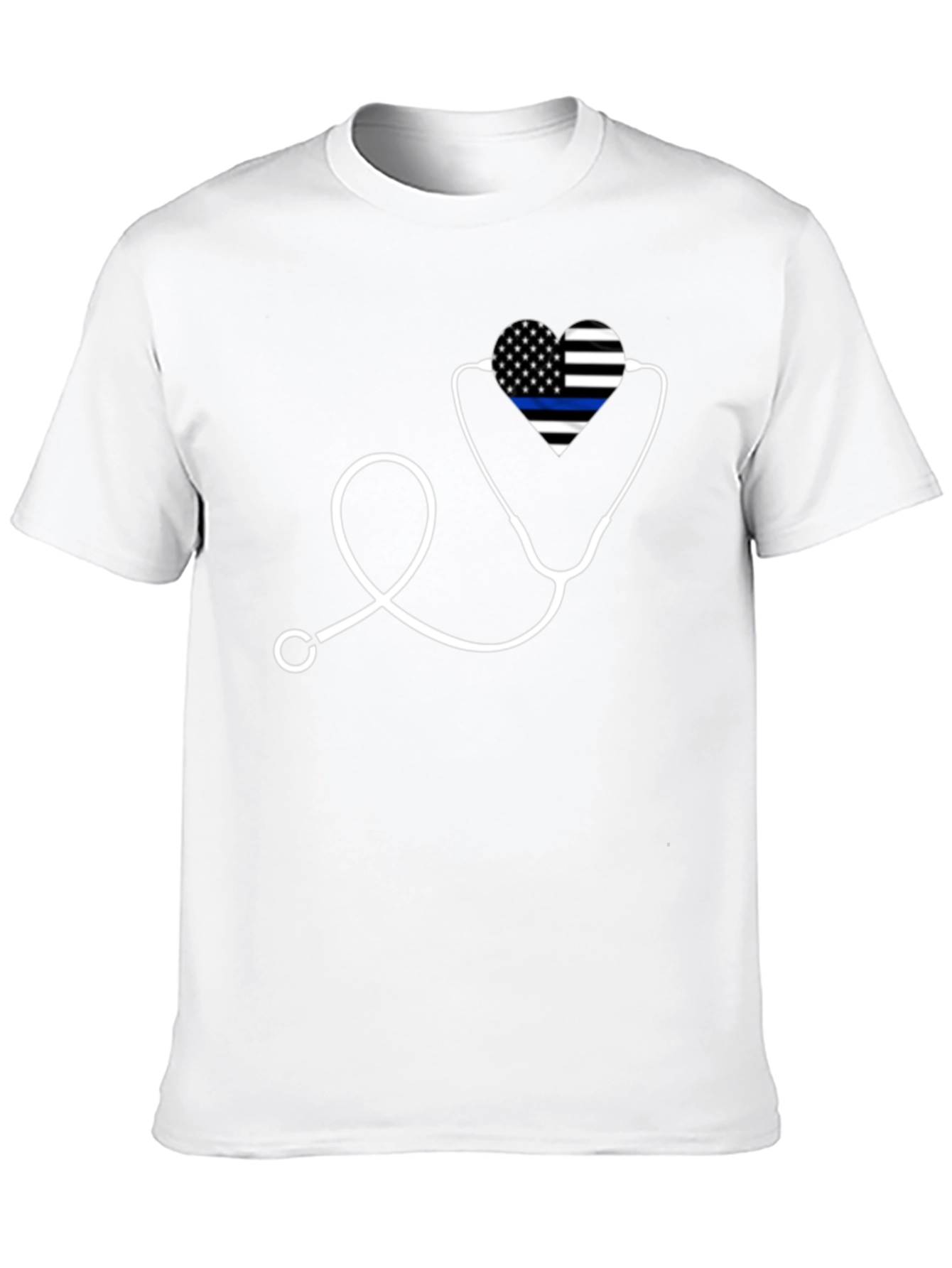 Thin Blue Line Heartbeat Stethoscope T-Shirt