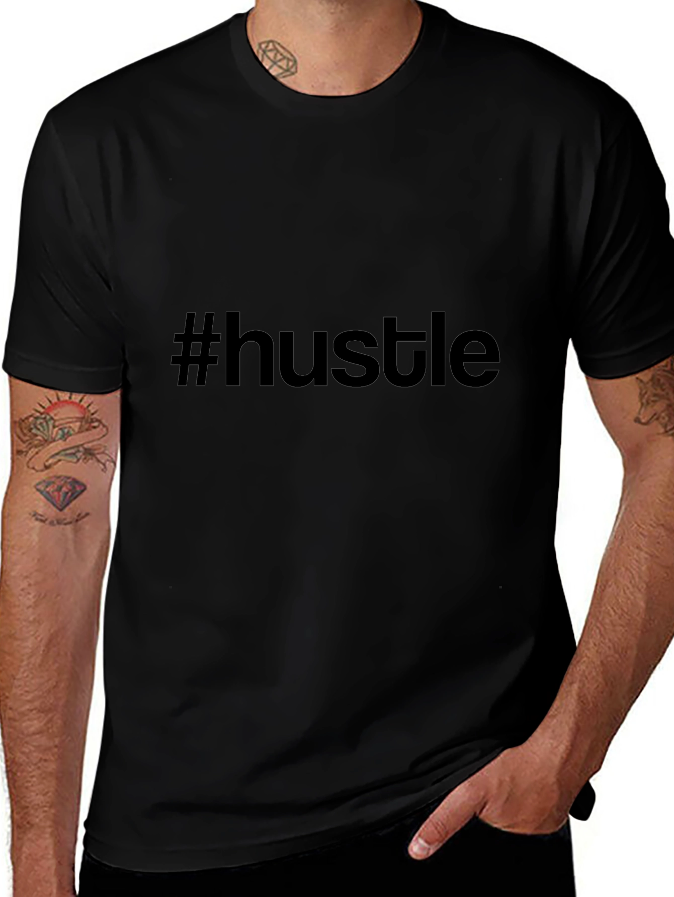 #hustle T-Shirt - Motivational Black Tee