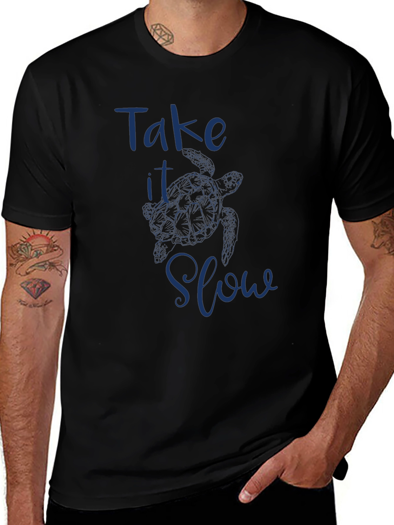 Take it Slow Turtle Graphic Tee - Black