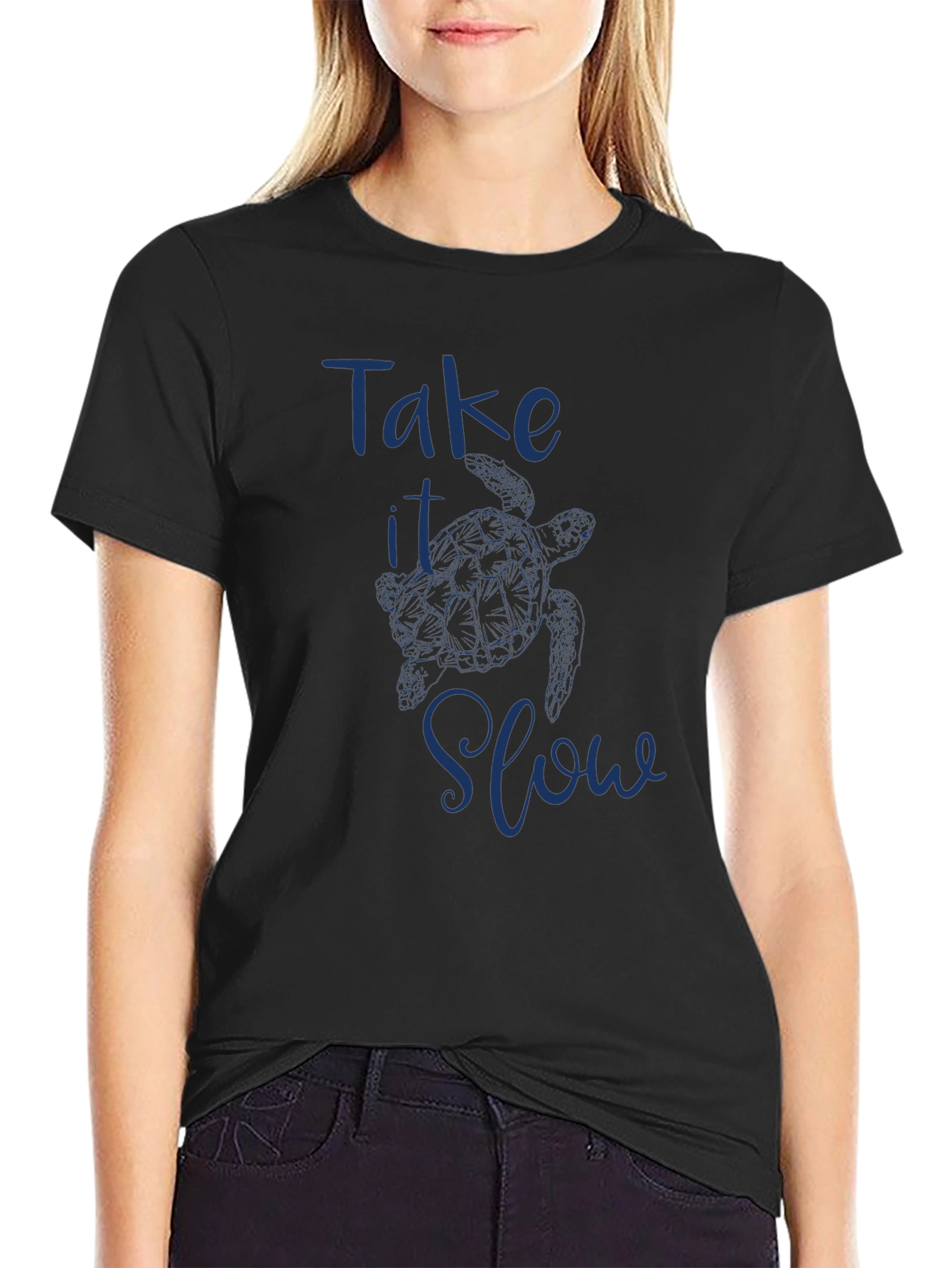 Take it Slow Turtle Graphic Tee - Black