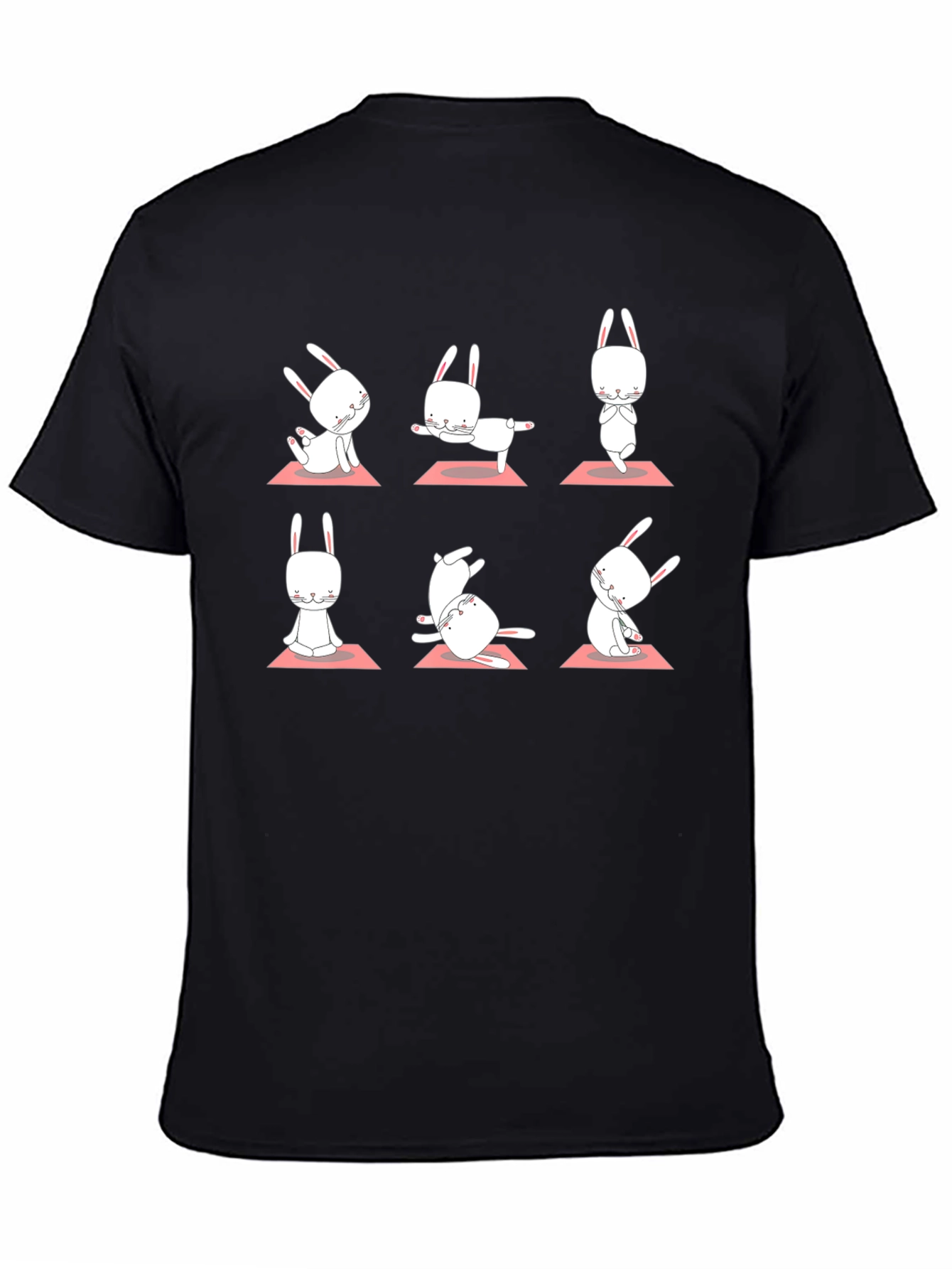 Yoga Bunny Black T-Shirt - Zen Rabbit Poses