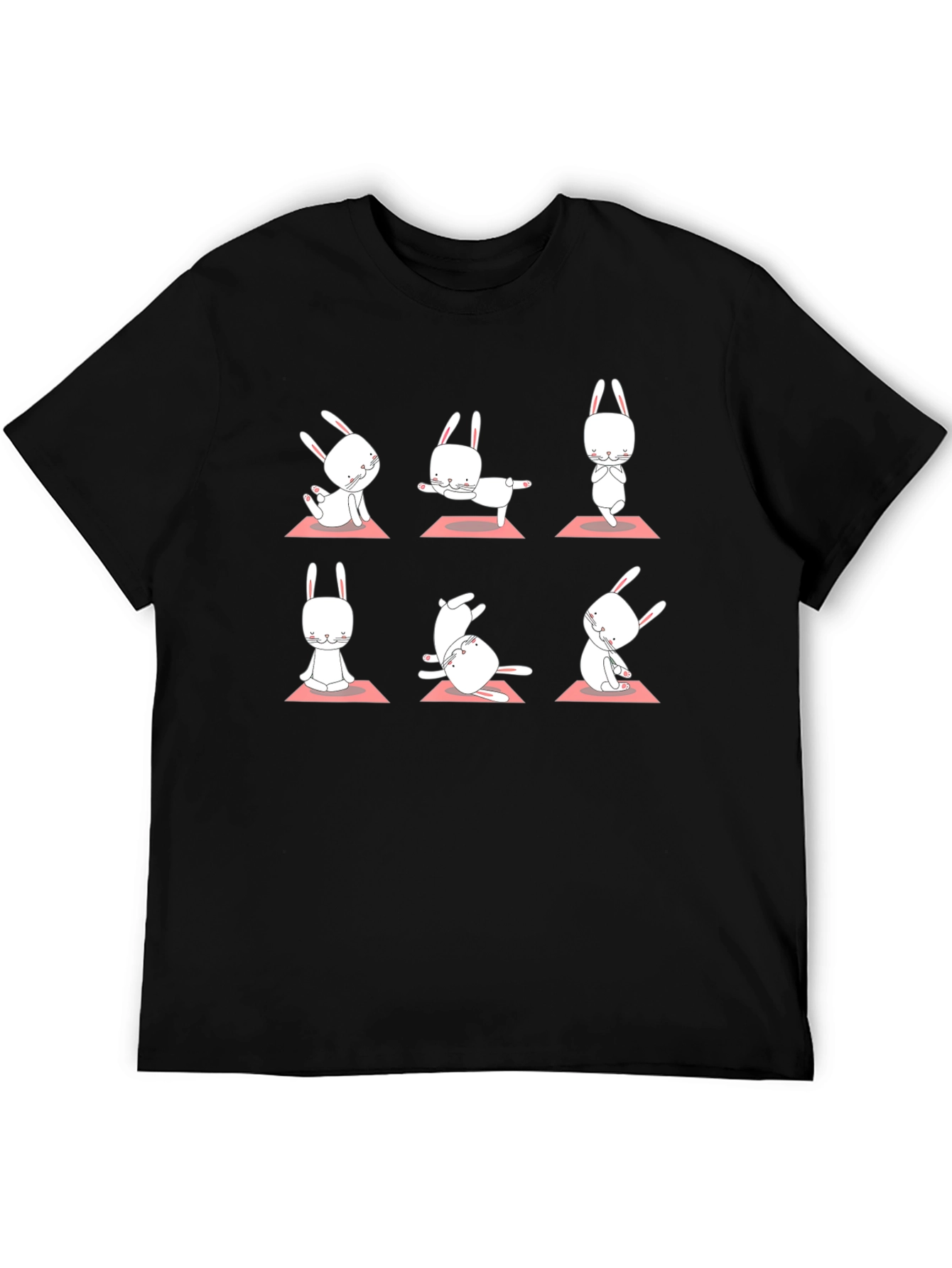 Yoga Bunny Black T-Shirt - Zen Rabbit Poses