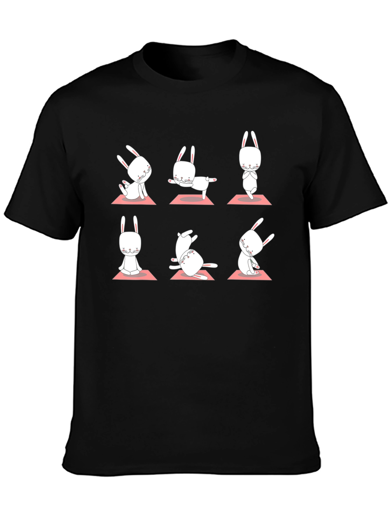 Yoga Bunny Black T-Shirt - Zen Rabbit Poses