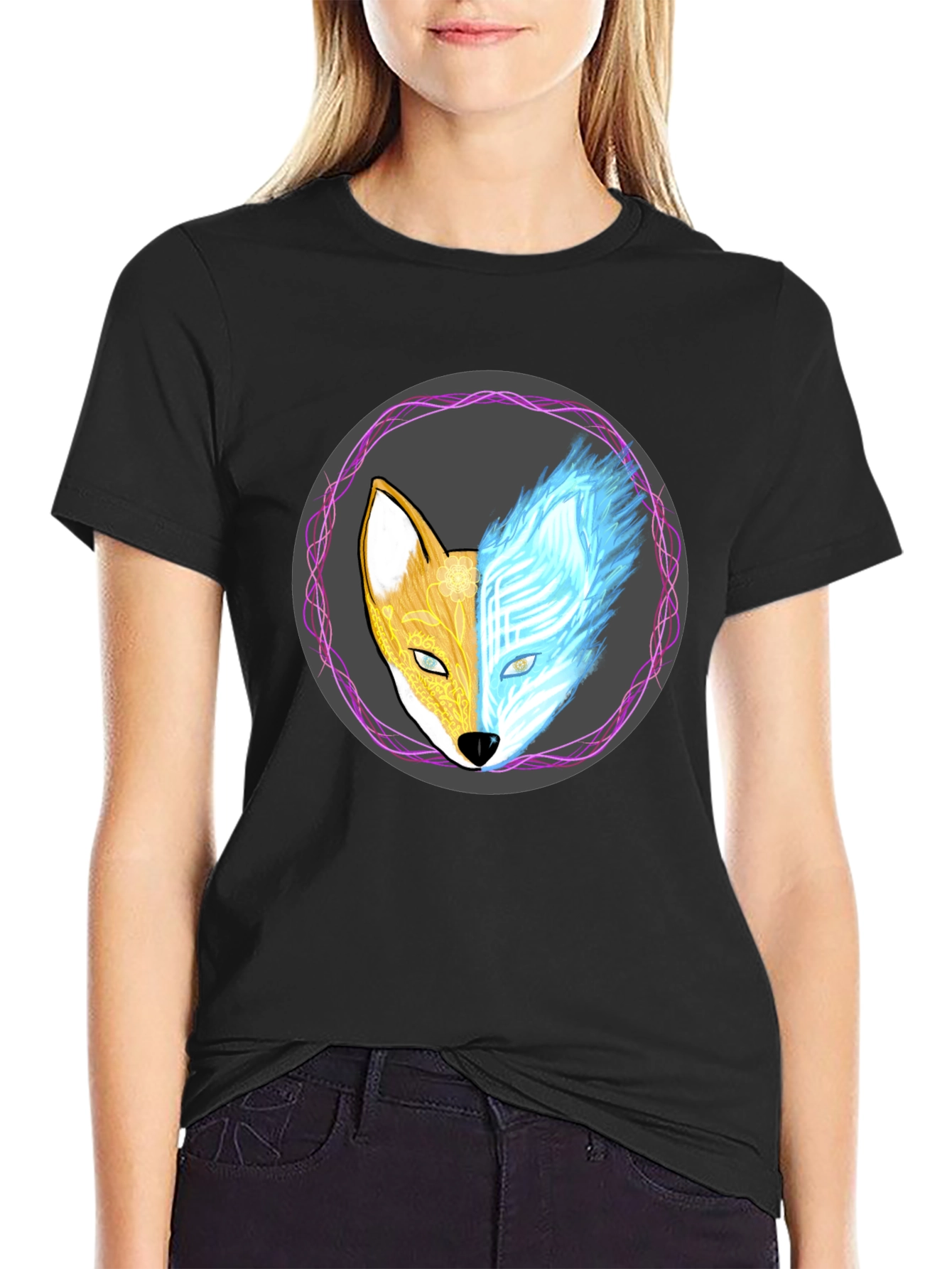 Yin Yang Fox Graphic Tee - Balance & Style
