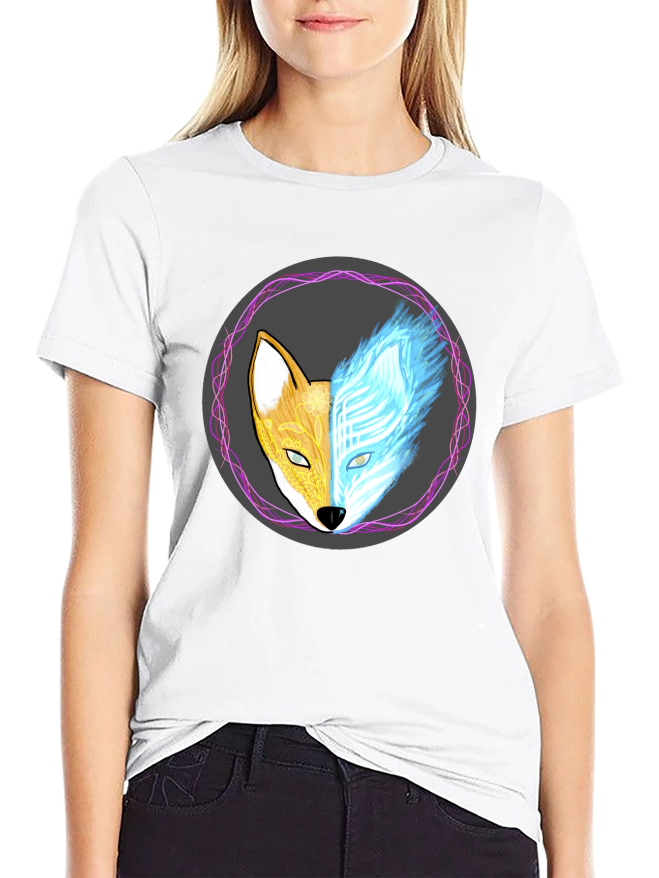Yin Yang Fox Graphic Tee - Balance & Style