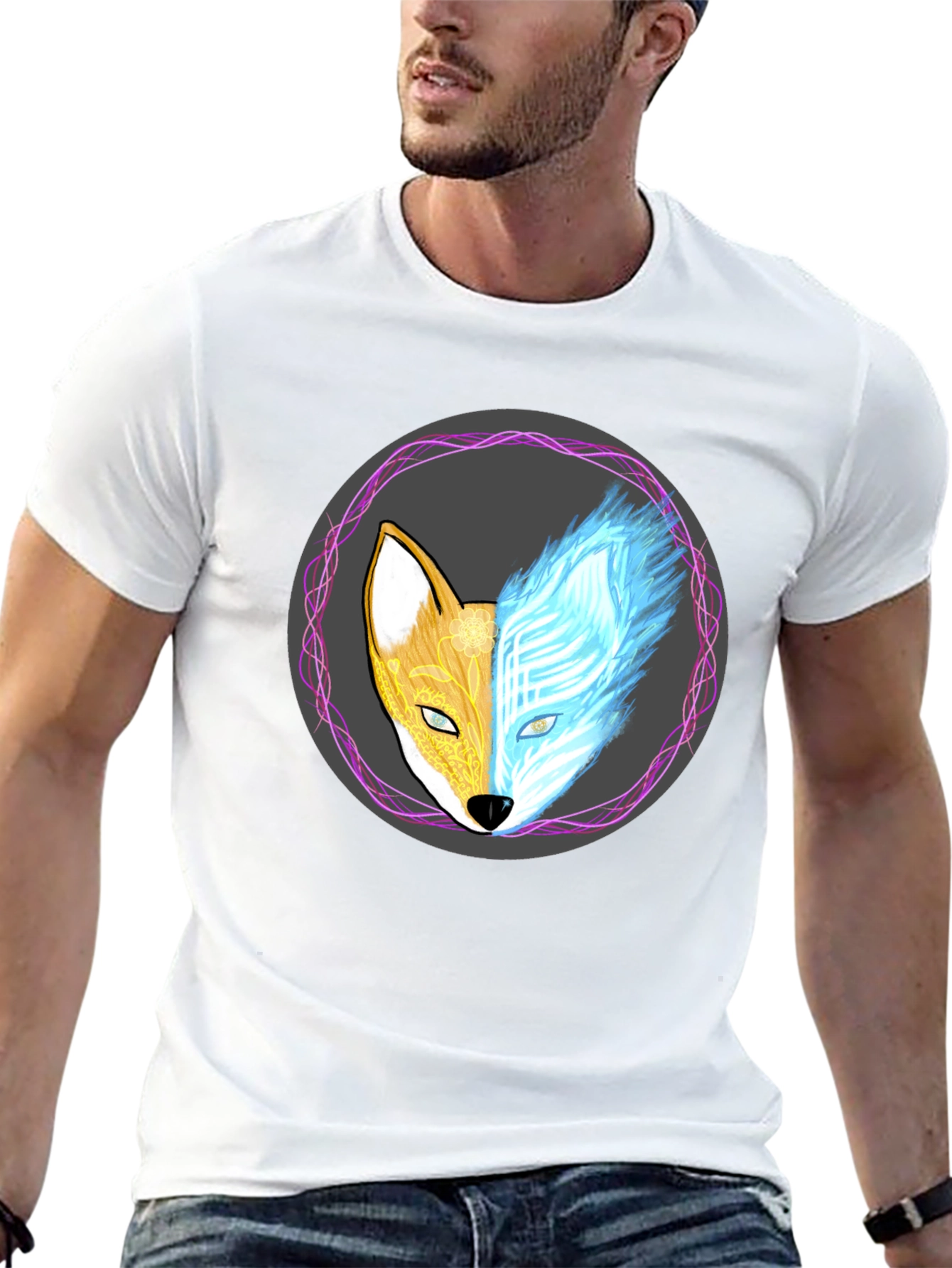Yin Yang Fox Graphic Tee - Balance & Style