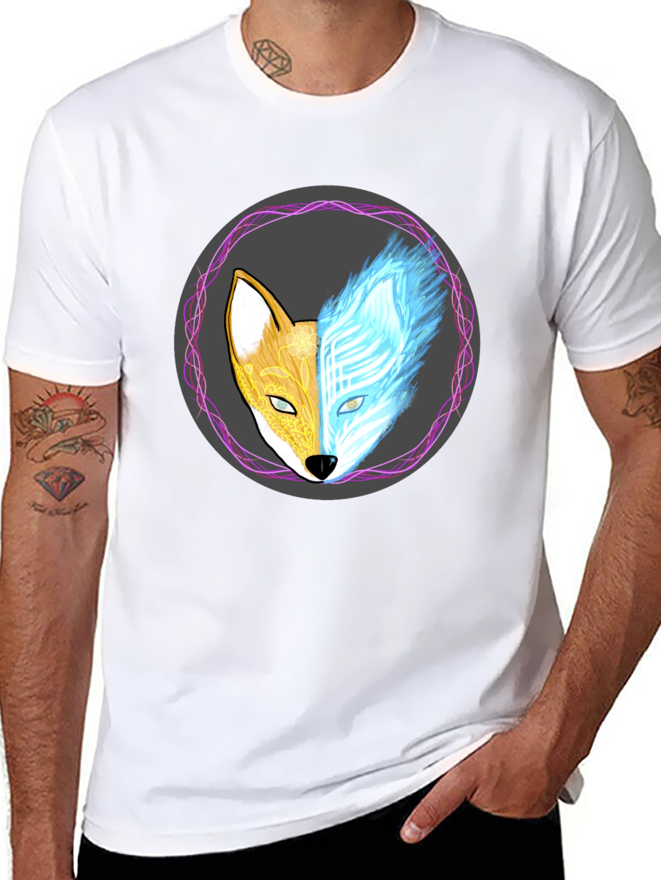 Yin Yang Fox Graphic Tee - Balance & Style