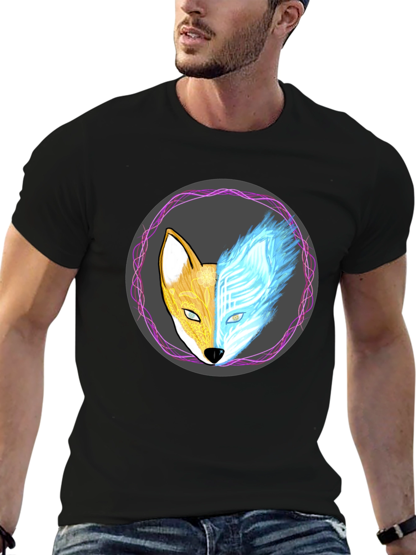 Yin Yang Fox Graphic Tee - Balance & Style