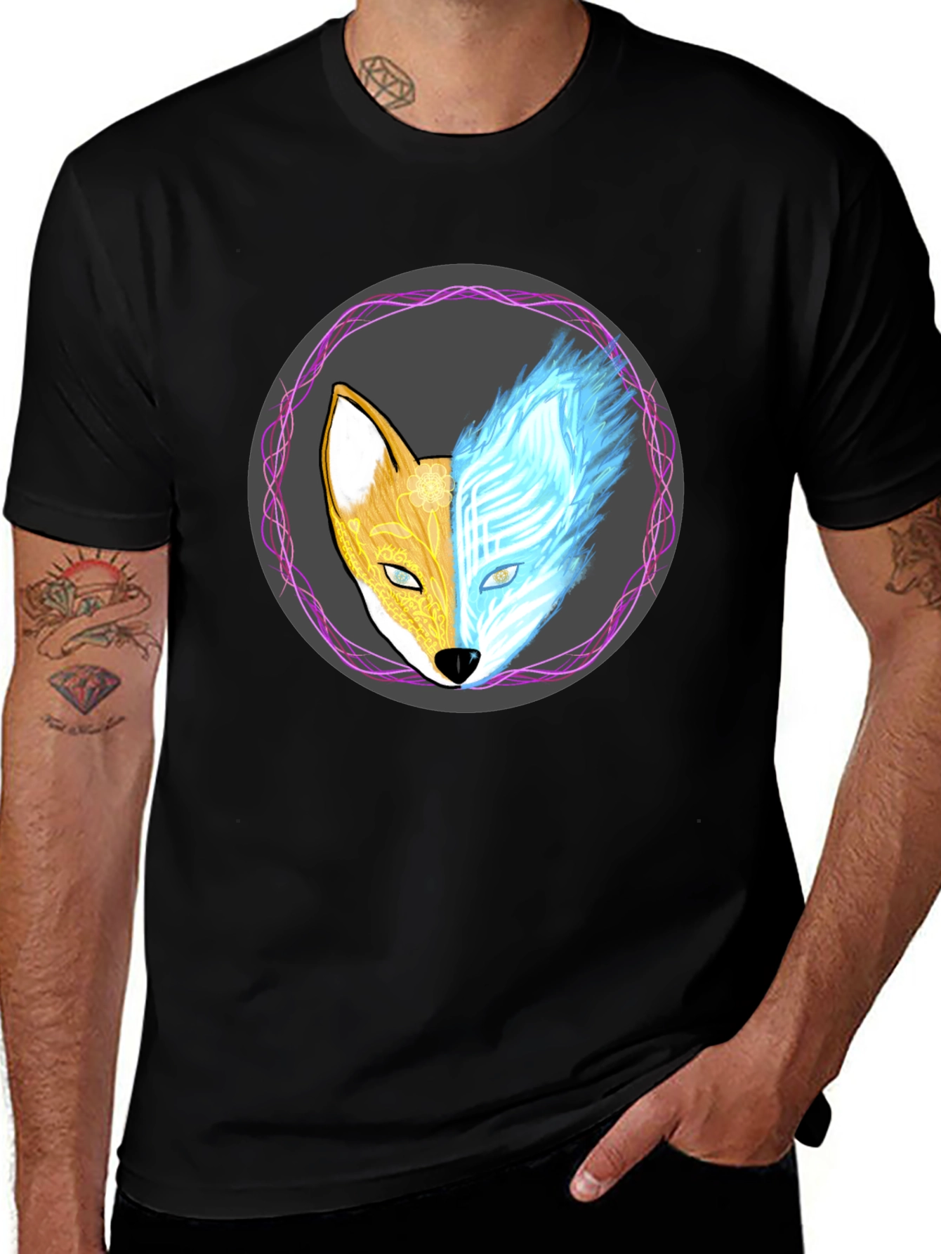 Yin Yang Fox Graphic Tee - Balance & Style